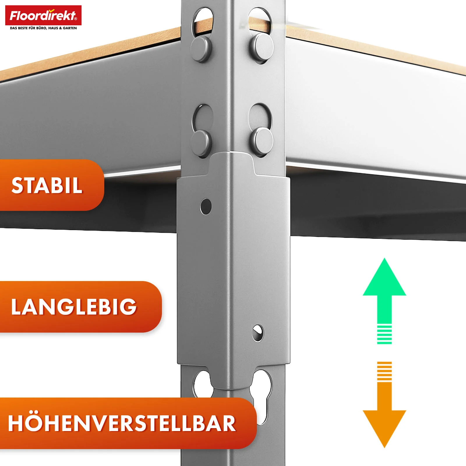 Regały do dużych obciążeń | Rhino | Regały magazynowe z 5 półkami | Nośność 1050 kg | Innowacyjny system wtykowy | W różnych kolorach i rozmiarach - Image 5