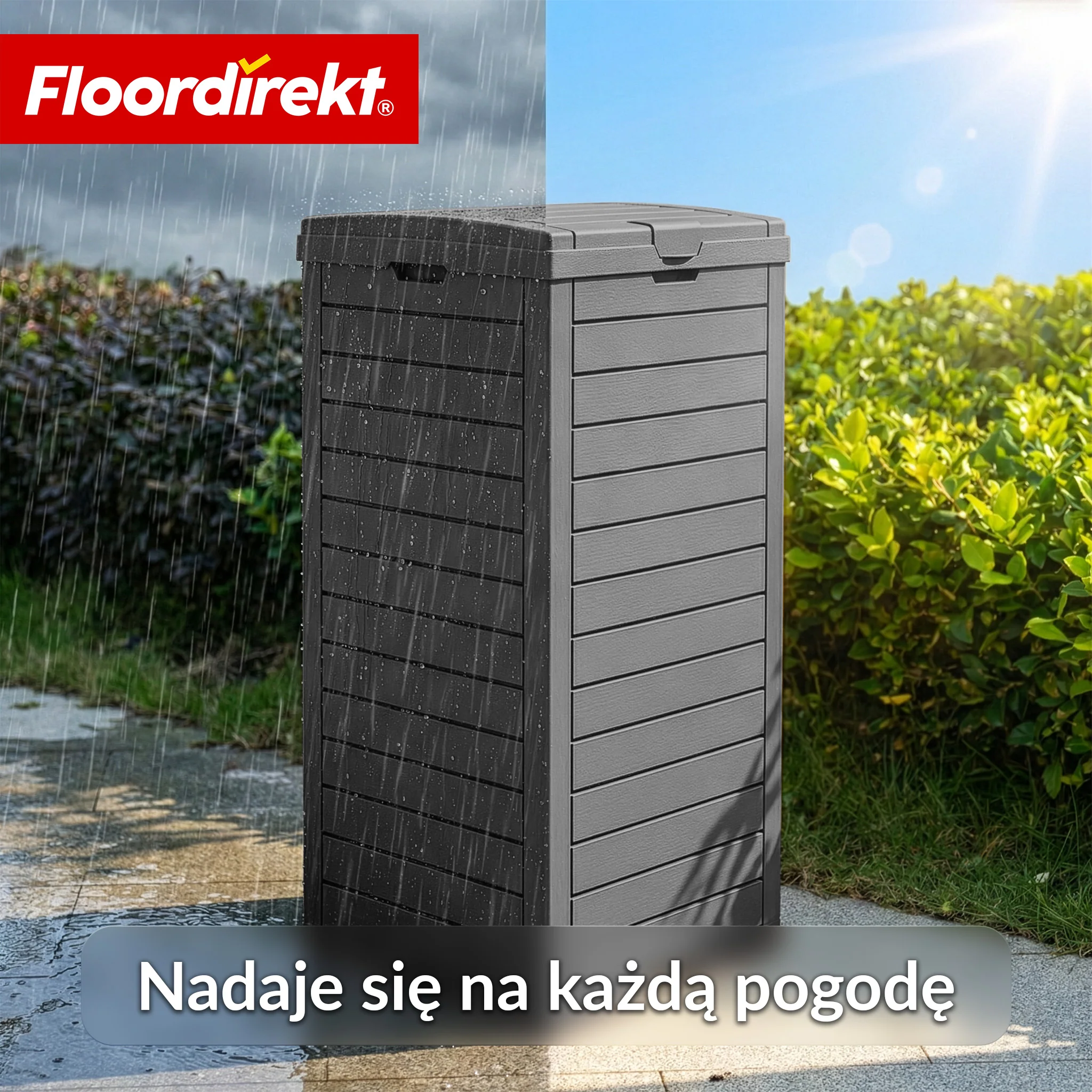 Kosz na śmieci ogrodowy w imitacji drewna | Odporne na warunki atmosferyczne pojemnik na odpady do ogrodu i na taras | 118L / 230L - Image 5